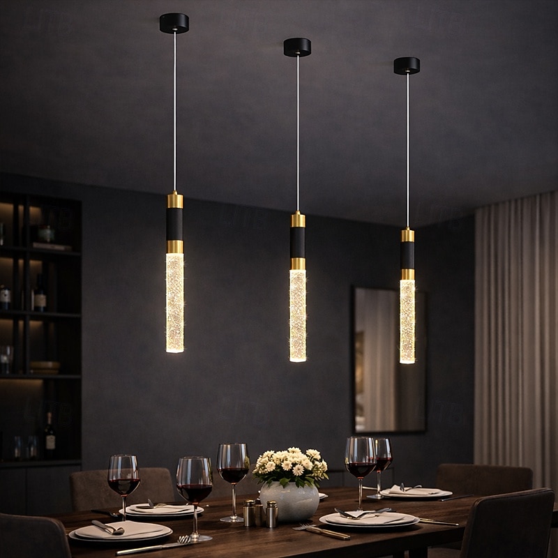 LED-Pendelleuchte, dimmbar, 34 cm, Kristall, moderne Kücheninsel-Leuchte, verstellbare Pendelleuchte für Kücheninsel, schwarz-goldener LED-Kronleuchter für Esszimmer, Schlafzimmer, Mini-Pendelstrahler 2026 - $115.19 –P3