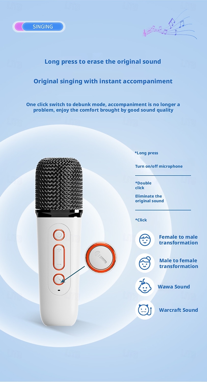 Karaoke Machine with Two Microphones An Ambient Light A 1200mAh Lithium Battery 1-10W Output Power and A Battery Life of Approximately 8-10 Hours A Portable Speaker Valentine's Day Gift 2026 - $35.99 –P12