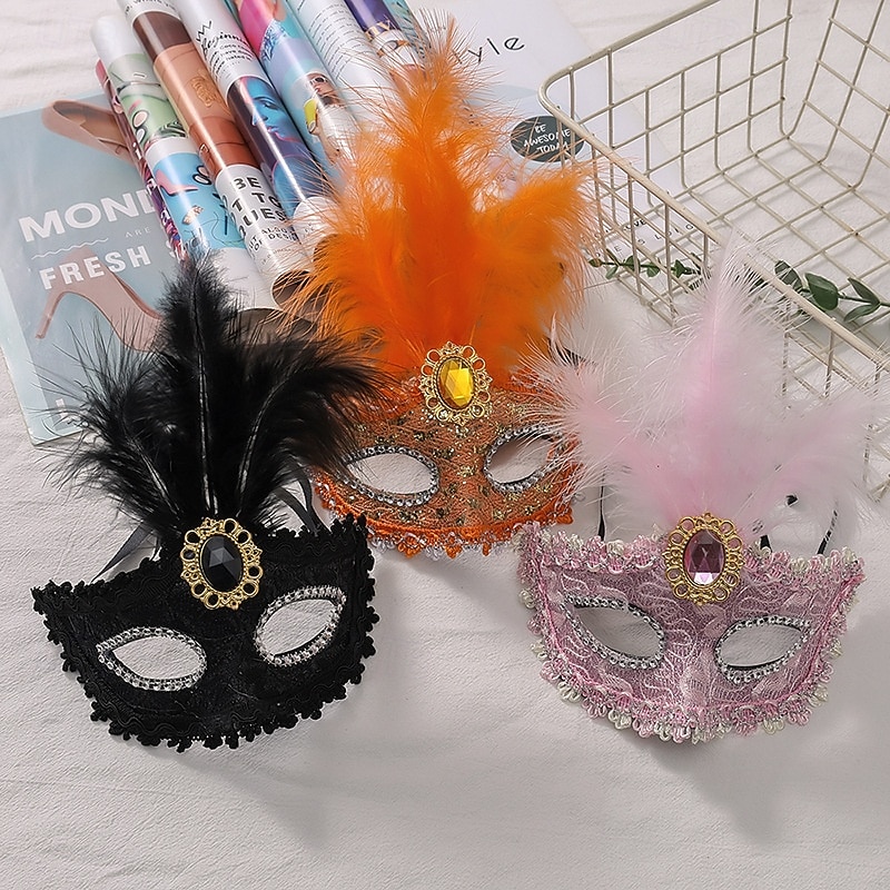 Kvinnors Grön Fjäder Venetiansk Maskeradmask - Lyxig Barock Crystal-Pyntad Karneval Kosttillsats för Venedigfestivalen Mardi Gras  Maskeradfester 2026 - $11.99 –P5