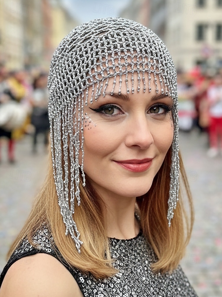 Dames Mardi Gras Beade Hoofddoek met Plastic Kralen Meerdere Kleuren Elegante Ontwerp Perfect voor Carnaval  Masker Bals 2026 - $19.99 –P2