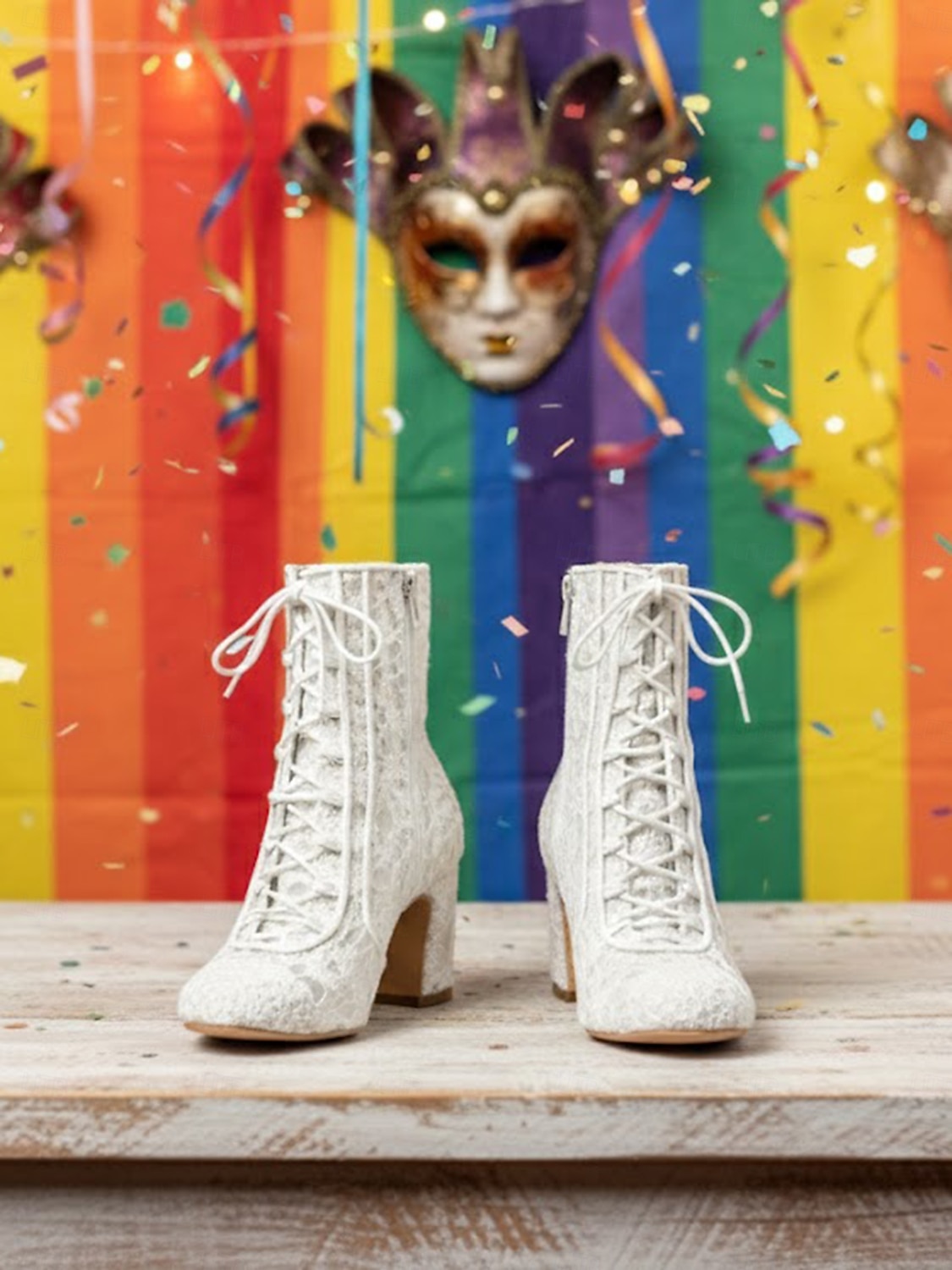 Women's Mardi Gras Pink Lace-Up Festival Ankle Boots – Stylish Chunky Heels for Carnivals, Parades and Celebrations 2026 - $109.99 –P8