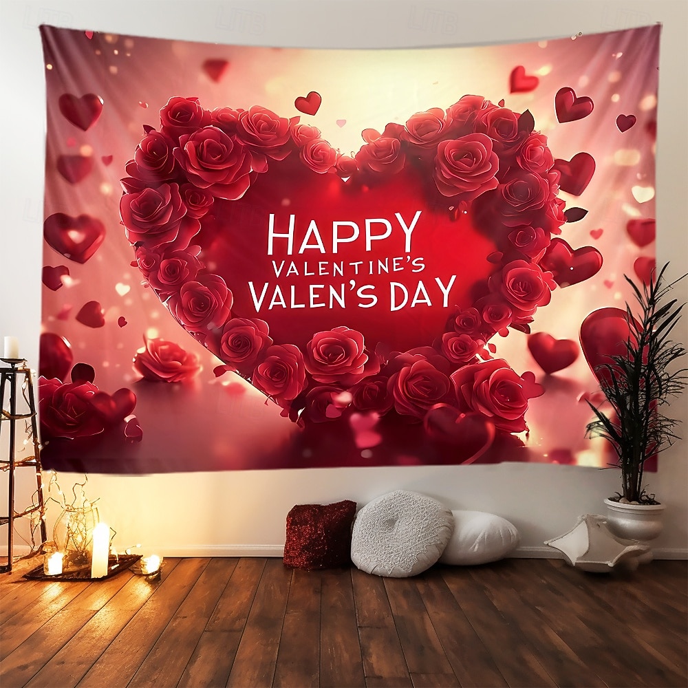 Valentýn gobelín Bannery Deka Rose láska Srdce Roztomilý Romantické 3D Večírek Obývací pokoj Střelecké pozadí Dekorace pro návrh na sňatek Bytové dekorace 2026 - $16.99 –P5