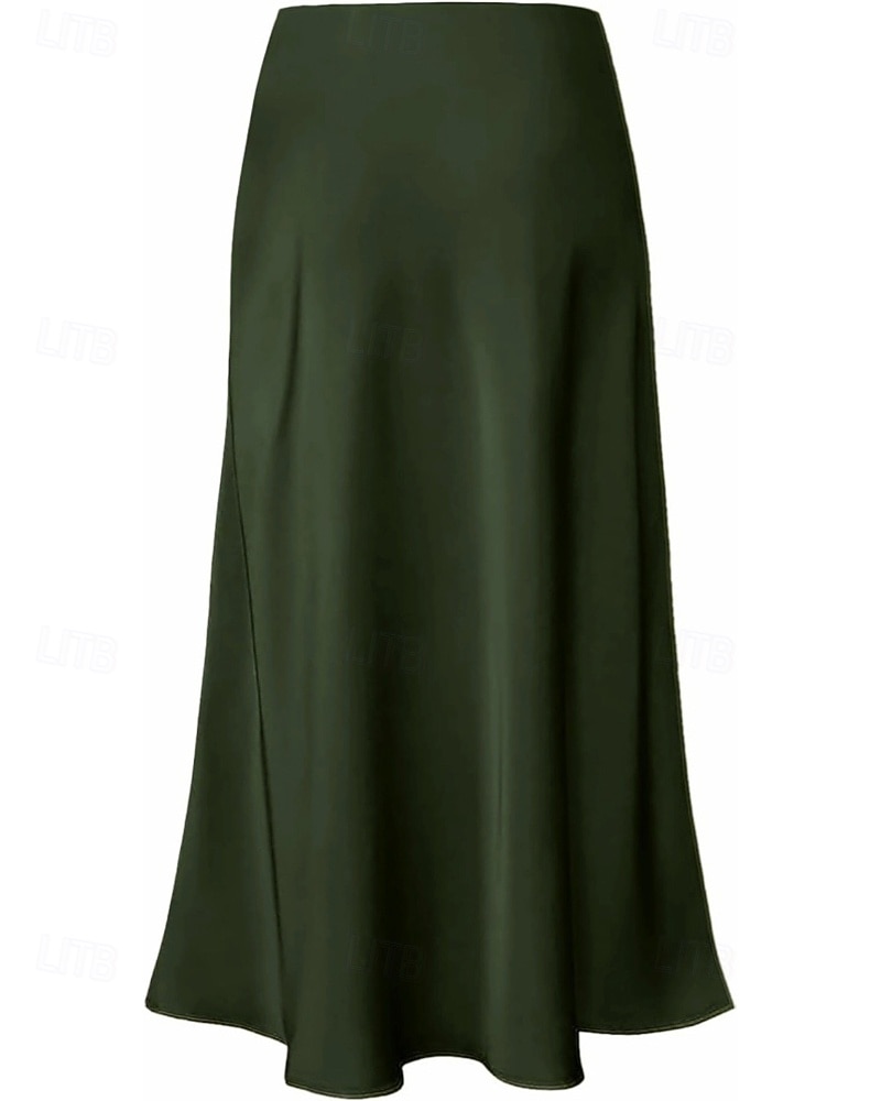 Mujer Elegante Moda Maxi Alta cintura Faldas Plano Frunce Rígido Diario Calle Negro Champaña Verde Ejército Verde Trébol Verano 2026 - $21.99 –P17