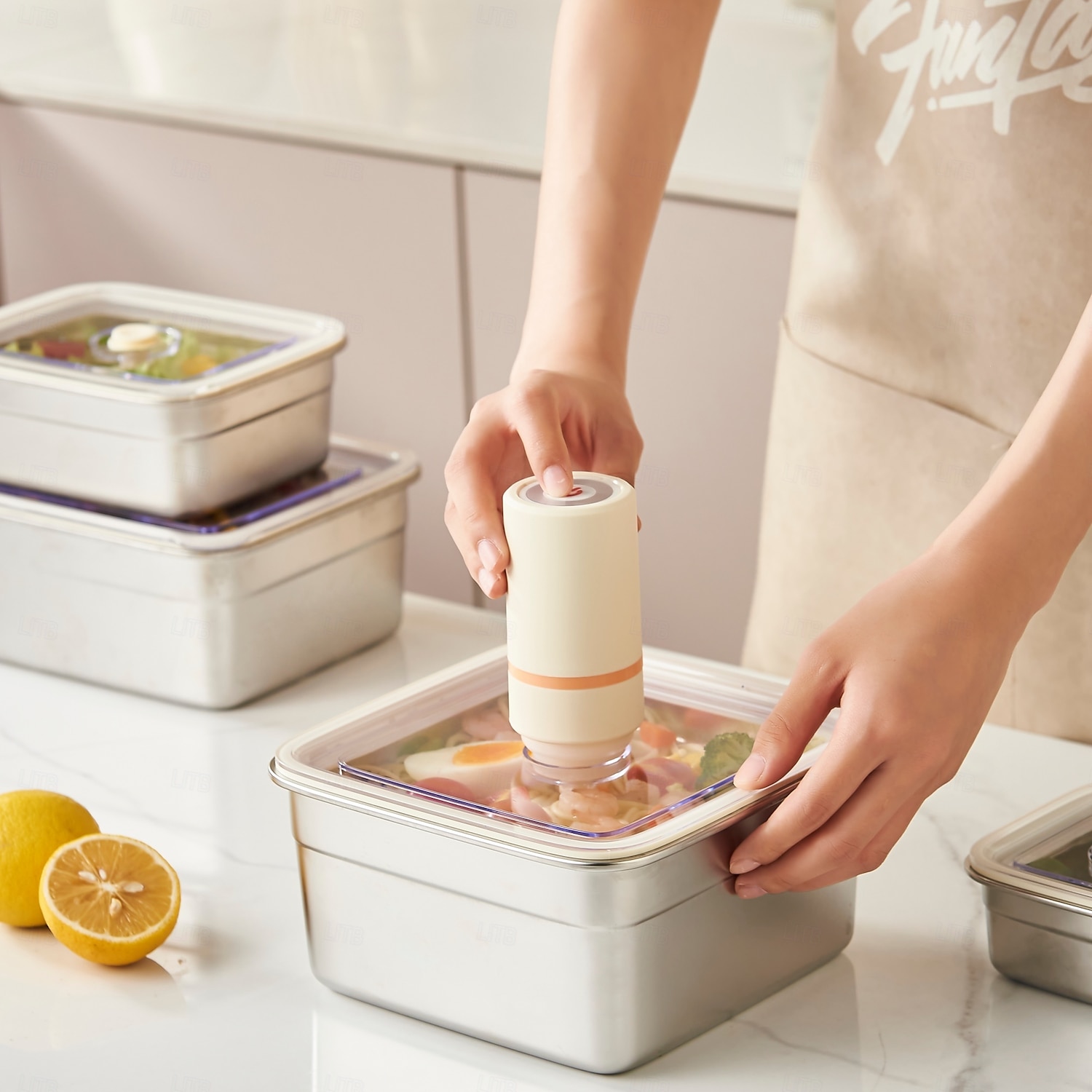 vakuummatbeholder matvaregodkjent sus304 forseglet matoppbevaringsboks bento lunsjboks for frukt, kjøleskapsikker, lufttett måltidsbeholder (firkantet) 2026 - $20.99 –P9