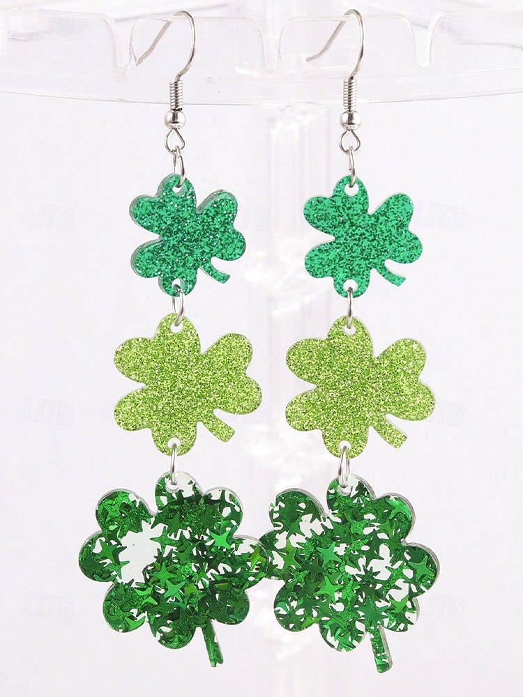 Dámské náušnice s trojlístkem ke Dni svatého Patrika, akrylový materiál, různé styly jetelů, lehké a třpytivé, doplňky pro dámy v irském stylu, ideální na průvody, večírky a sváteční oslavy. 2026 - $9.99 –P6