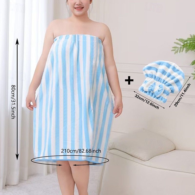 Set rochie fără bretele cu imprimeu floral și căciulă de baie pentru femei, prosop de baie moale și absorbant, halat de baie de vară și cască pentru uscarea părului, articole esențiale confortabile 2026 - $26.69 –P7