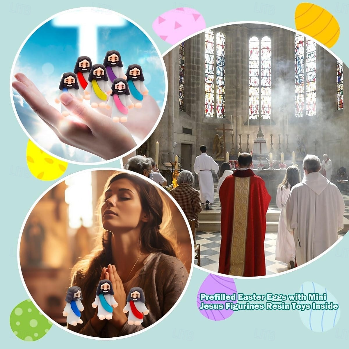 24 set förfyllda påskägg med mini-Jesusfigurer, hartsleksaker, perfekta för barn, flickor, pojkar, småbarn, påskäggjakt, fyllnadsmedel, påskkorg, festgåvor 2026 - $21.99 –P4