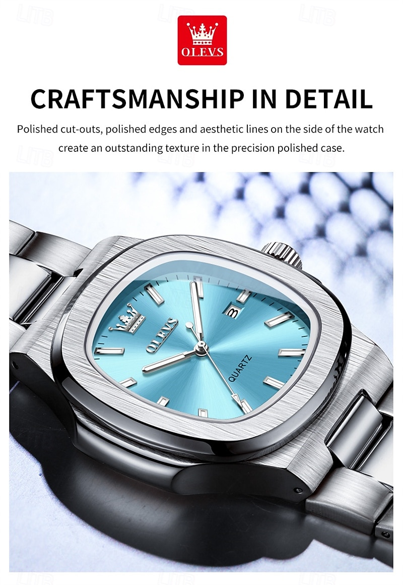 Новые бизнес-часы Olevs украшены светящимися элементами и календарем квадратный наутилус водонепроницаемые спортивные модные и повседневные кварцевые наручные часы 2026 - $32.99 –P2