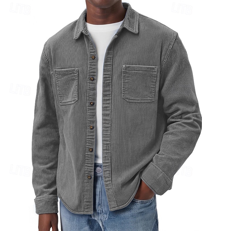 Hombre Chaqueta ligera Chaqueta de camisa Chaqueta casual Chaquetón Casual Diario Bolsillo Botones Primavera Otoño Color sólido Ropa de calle Diario Cuello Vuelto Regular Azul Piscina Negro Verde 2026 - $28.99 –P2