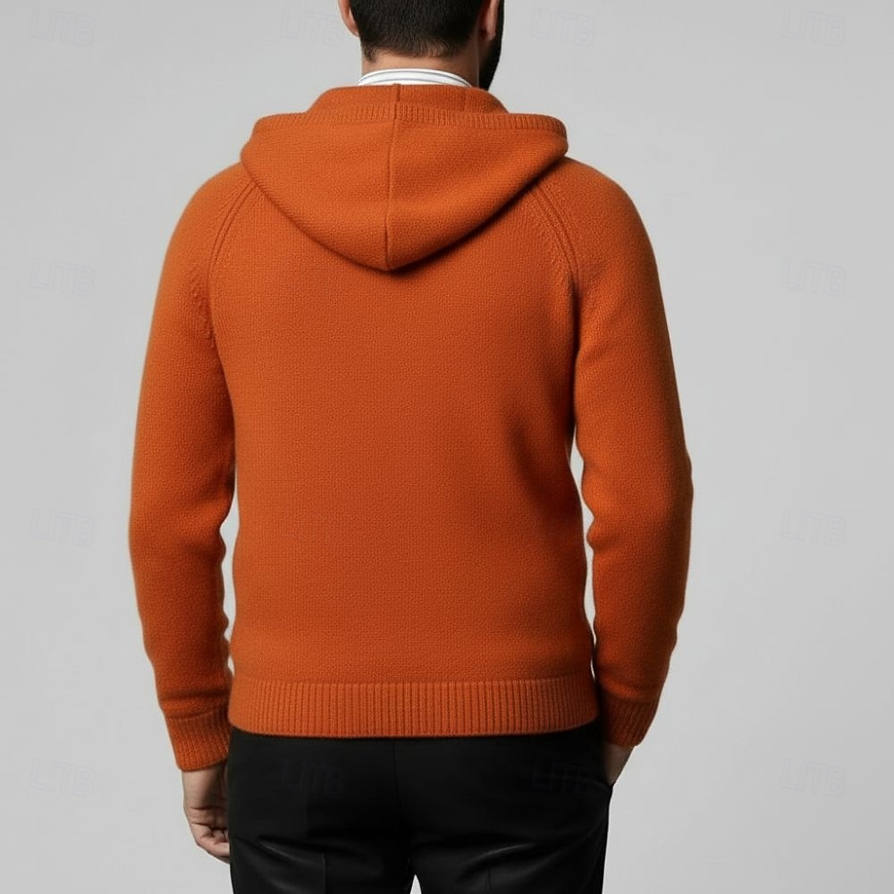 Cardigan bărbătesc premium din lână pură cașmir, clasic, cu glugă, tricotat, cu buzunar cu fermoar, moale, călduros și respirabil 2026 - $197.99 –P3