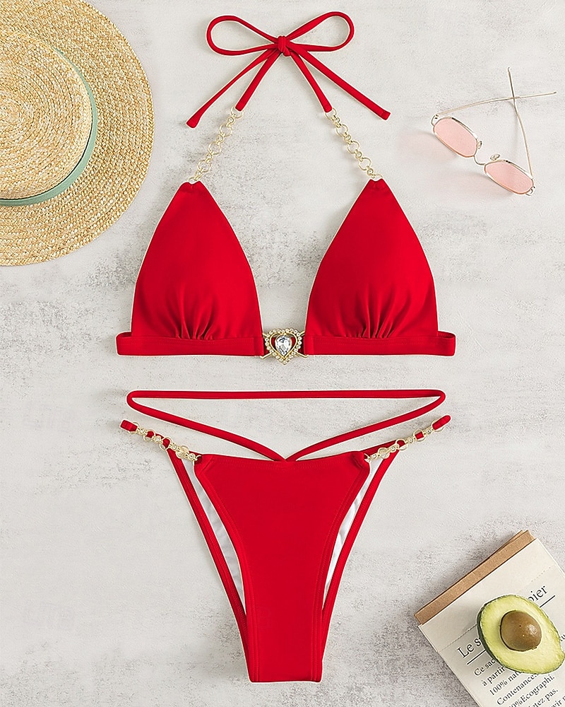 Women's Swimwear 2 Piece Cheeky Swimsuit Backless Vacation Beach Wear Solid Color Halter Neck Sleeveless Bathing Suits 2026 - $21.99 –P5