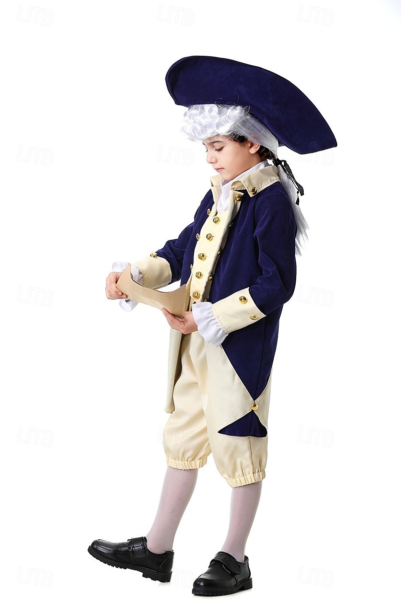 250e anniversaire des États-Unis Rococo Baroque Tenues Manches longues George Washington Alexander Hamilton Epoque Coloniale Déguisement Garçons Carnaval Jour de l'indépendance 4 juillet Enfant de 2026 ? $58.99 –P5