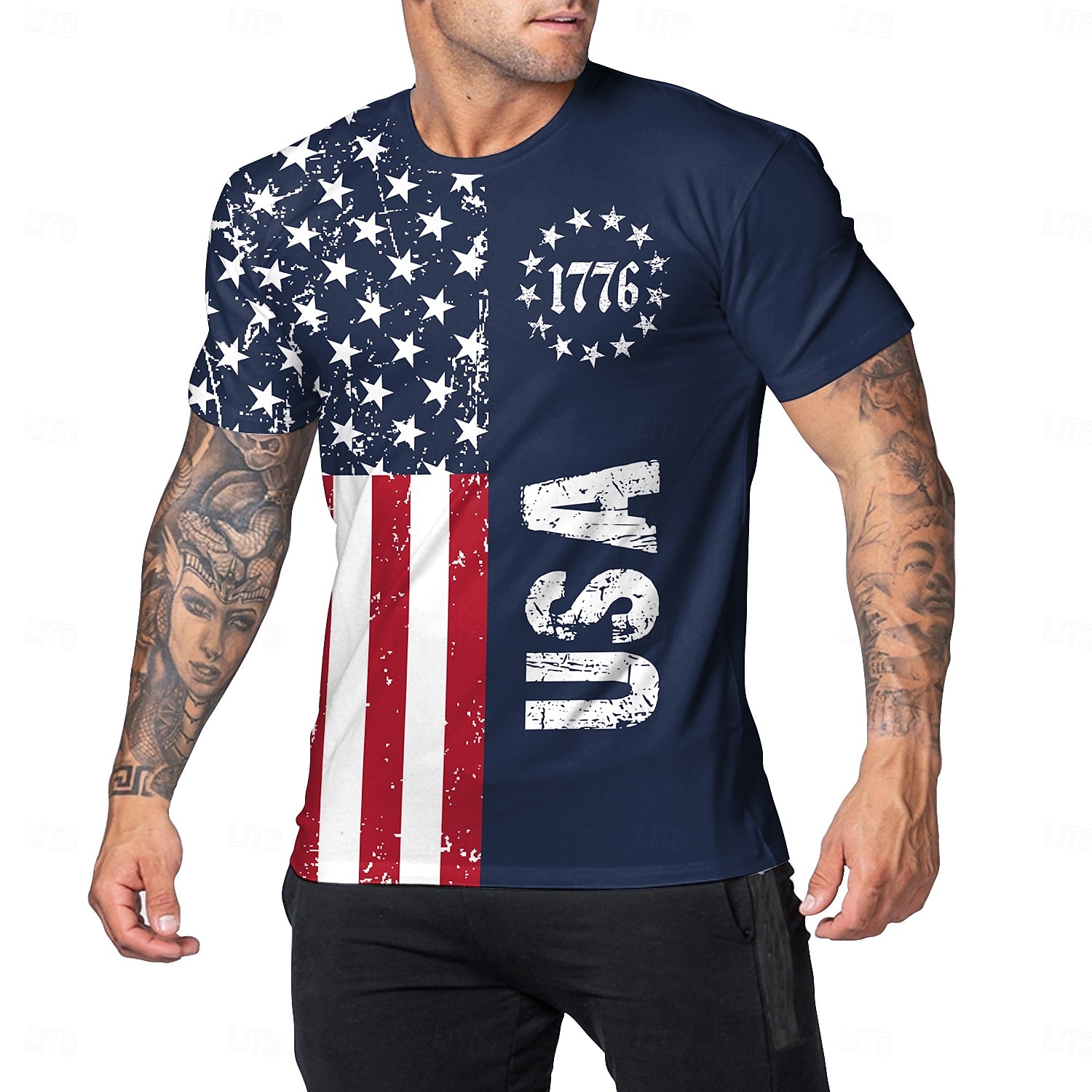 250e anniversaire des États-Unis Patriotique T-shirt Drapeau des États-Unis 250 ans 1776 Nouveauté Drôle Adulte Homme Semi-quincentenaire Jour de l'Indépendance / 4 Juillet 4 Juillet Occasionnel de 2026 ? $20.99 –P5