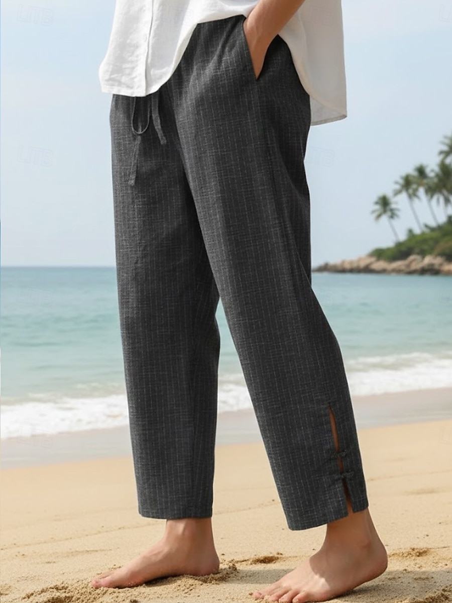 Women's Linen-Inspired Shorts Summer Pants Vacation Basic Ankle-Length Mid Waist Inelastic Blue Grey Black Khaki Summer Spring Regular Fit 2026 - $22.99 –P4