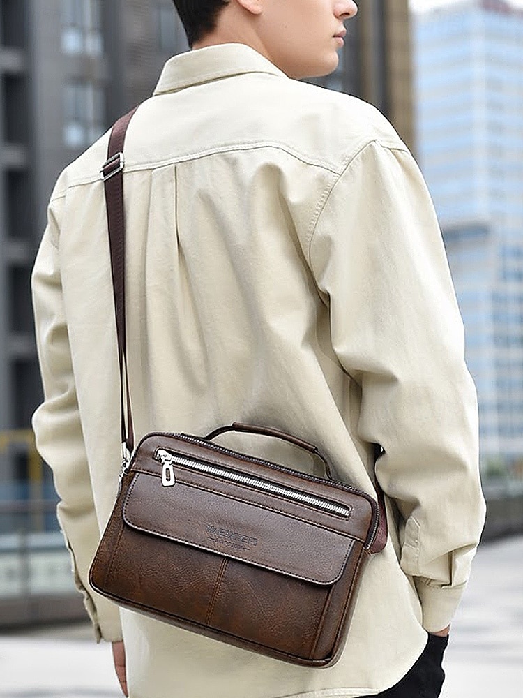 borsa a tracolla da uomo in similpelle, multitasche, grande capacità, elegante tracolla, disponibile in più colori del 2026 a $24.99 –P3