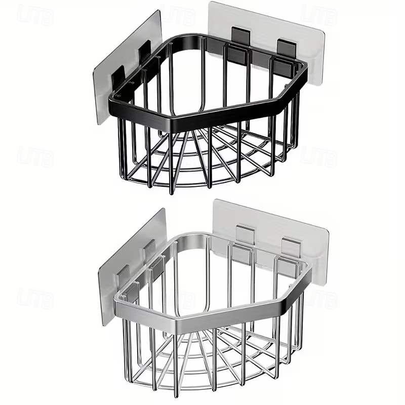 Plassbesparende kjøkkenvaskorganisator, kraftig trekantet avløpsstativ med svampholder, oppvaskstativ og skjærebrettspor, veggfeste, rustfritt stål, slitesterk konstruksjon, enkel å rengjøre, moderne 2026 - $13.99 –P7