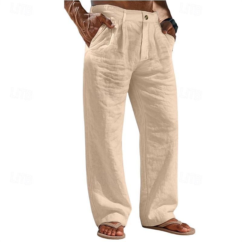 Ανδρικά Λευκά παντελόνια Παντελόνια Καλοκαίρι παντελόνι Φαρδύ παντελόνι Παντελόνι παραλίας Τσέπη Σκέτο Άνεση Αναπνέει Καθημερινά ΕΞΩΤΕΡΙΚΟΥ ΧΩΡΟΥ Παραλία Διακοπές Μοντέρνα Μαύρο Λευκό 2026 - $27.99 –P13
