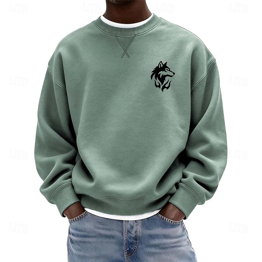 Per uomo Grafico Lupo Felpa Manica Lunga Felpe Girocollo Classico Athleisure Quotidiano Casa Autunno Inverno Blu Nero Verde Abbigliamento progettista Stampa Grafica S M L XL 2XL 3XL del 2026 a $26.99 –P1