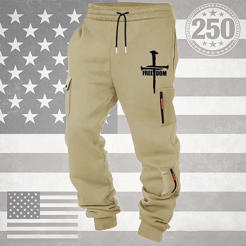 Per uomo Pantaloni da Tuta Cargo Pantaloni da tuta Joggers Pantaloni Coulisse Tasca Elastico in vita Croce Comodità Traspirante Quotidiano All'aperto 250° anniversario dell'America Vacanza Moda Nero del 2026 a $25.99 –P1