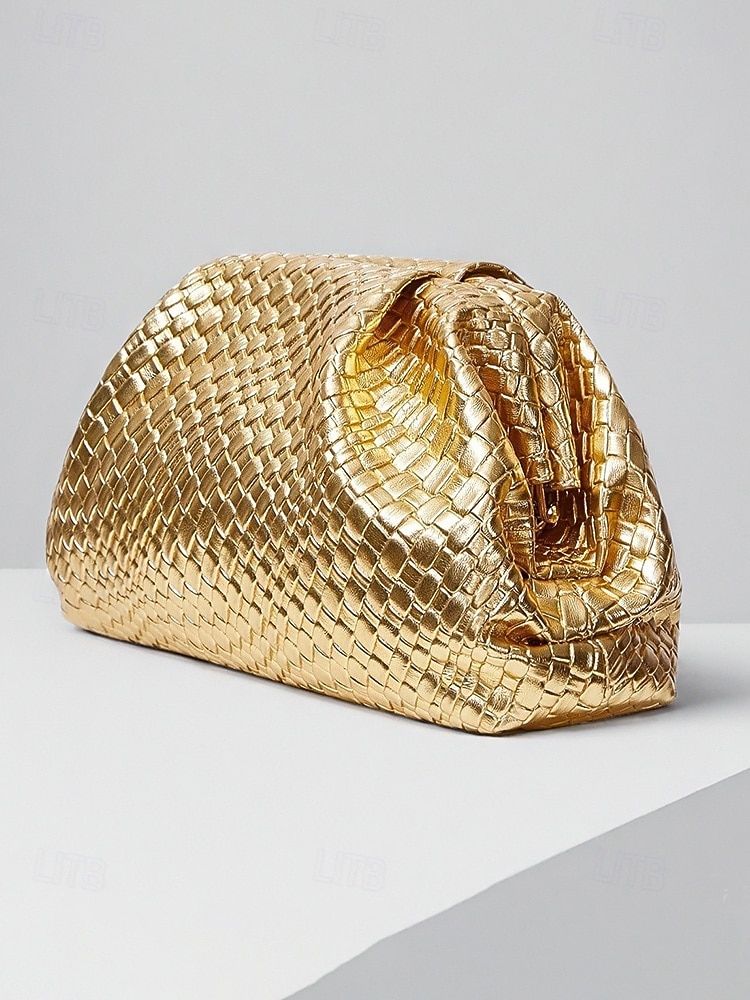 pochette da donna in similpelle con motivo intrecciato in rilievo, vari colori, design elegante per matrimoni ed eventi serali del 2026 a $32.99 –P7