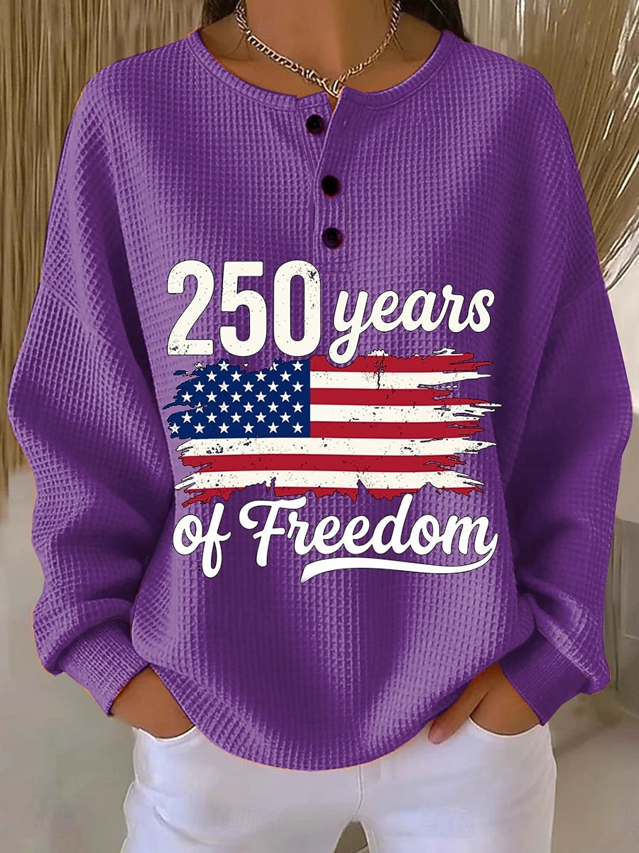 Día de la Independencia Aniversario Americano Patriótico Sudaderas con Capucha de Mujer Gráficas Letras Moda Casual Impresión de Manga Larga Cuello Redondo Calle Casual Botones Azul Negra Roja 2026 - $28.99 –P5