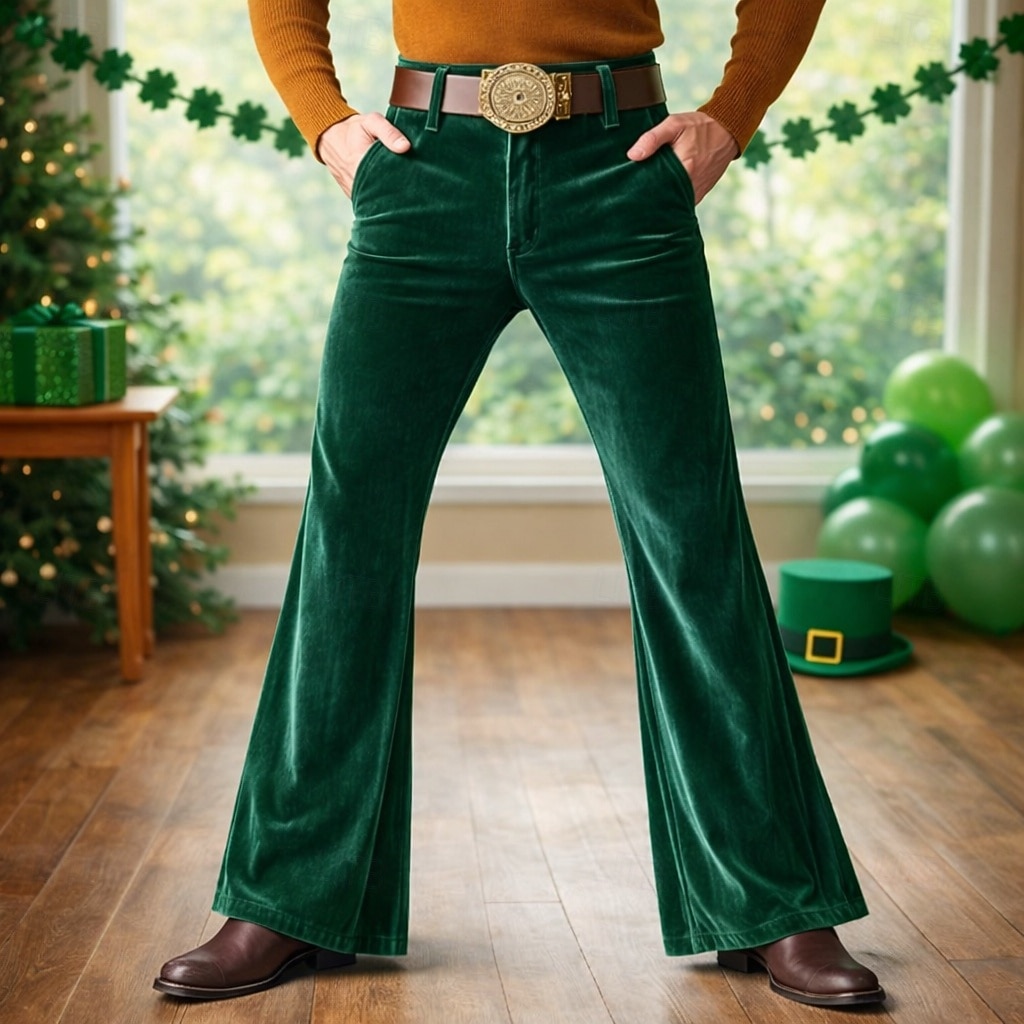 Retrò Vintage Anni '70 Pantaloni Pantaloni a zampa d'elefante Pantaloni a zampa Hippie Disco Tinta unica Costume Per uomo Halloween Carnevale Feste Abbigliamento Quotidiano Parata dell'Orgoglio Adulti del 2026 a $53.99 –P1
