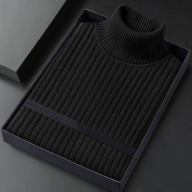 Bărbați Pulover cu gât rotic Pulover pulover Striat Tricotat Topuri obișnuite Tricotat Striat Simplu Gât Înalt De Bază Păstrați-vă cald Casual Purtare Zilnică Îmbrăcăminte Iarnă Albastru piscină Negru 2026 - $22.99 –P8