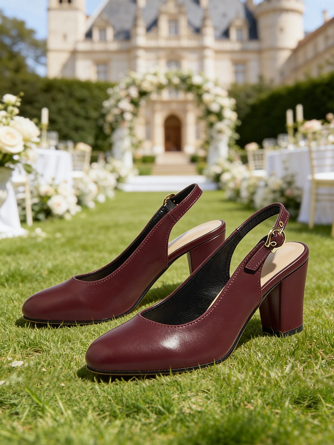Women's  Classic Beige Elegant Slingback Heels – Comfortable Block Heel, Perfect for Mothers at Garden Weddings 2026 - $54.99 –P7