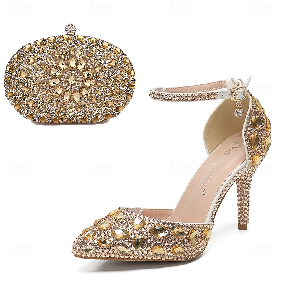 Damen Cocktail Club Party Strass Kristall Schnalle Stiletto Spitze Zehe Mode Niedlich luxuriös PU Schnalle Silber Rot orange Schwarz und Violett 2026 - $99.99 –P14