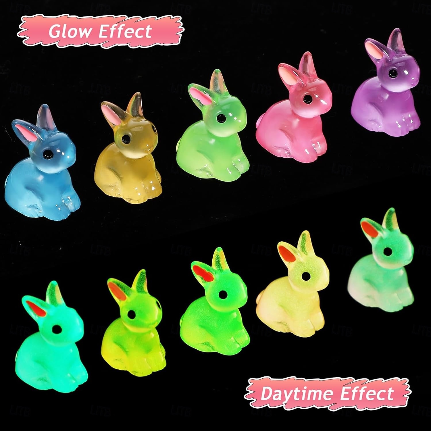 100 pezzi mini coniglietti pasquali in resina figure di conigli luminosi animali in miniatura ornamento per micro decorazioni da giardino delle fate riempitivi per uova di Pasqua bomboniere forniture del 2026 a $21.99 –P7
