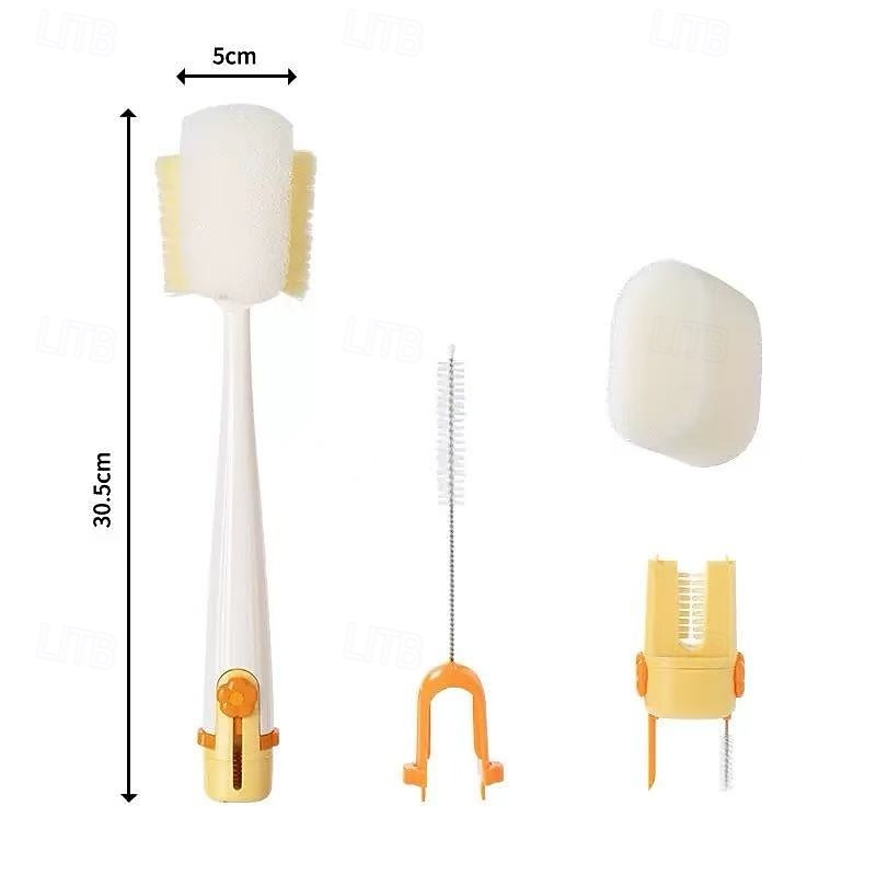 عبوتان من فرشاة تنظيف الزجاجات متعددة الوظائف 5 في 1، فرشاة ذات مقبض طويل لتنظيف الأكواب وأغطية الترمس، منظف زجاجات الحليب والماء، أداة مطبخ منزلية متينة 2026 - $16.99 –P12