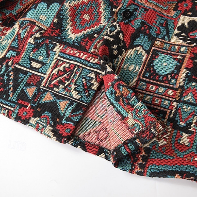 Per uomo Camicia Camicia casual Giacca camicia Sopracamicia Rombo Quotidiano All'aperto Rosso Azzurro cielo Marrone Manica Lunga Collo ripiegato Primavera Autunno Abbigliamento Tasca del 2026 a $47.99 –P8