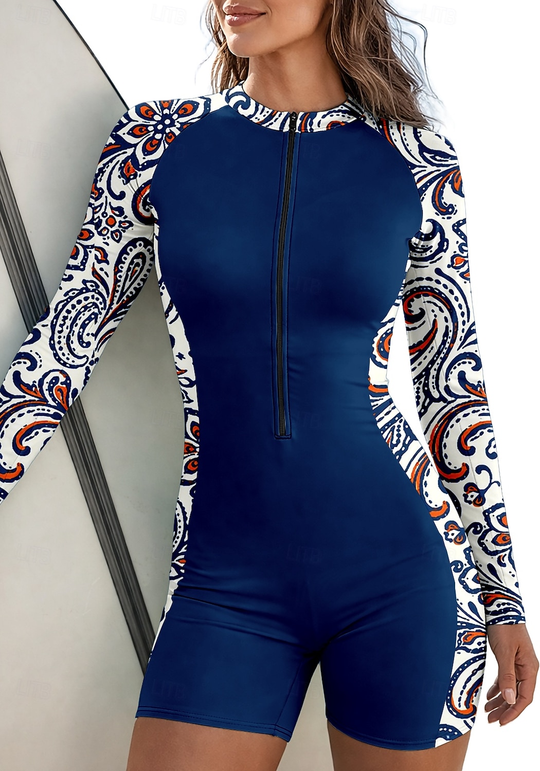 Mulheres Normal Anti Atrito Roupa de banho Roupas de Banho Esportivas Floral Zip Up Bojo Removível Zíper Frontal Proteção Solar UV UPF50+ Ultra Leve (UL) Manga Longa Roupa de Banho Anti Atrito Surfe de 2026 por $35.99 –P3