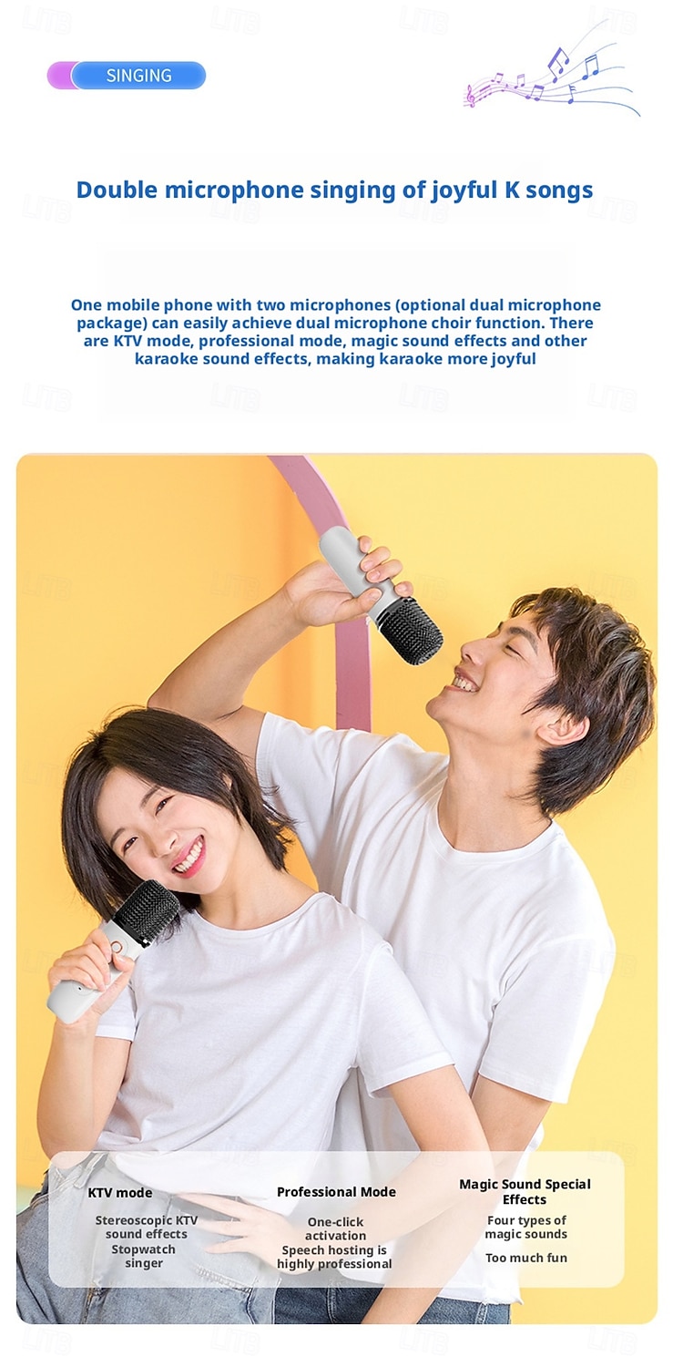 Karaoke Machine with Two Microphones An Ambient Light A 1200mAh Lithium Battery 1-10W Output Power and A Battery Life of Approximately 8-10 Hours A Portable Speaker Valentine's Day Gift 2026 - $35.99 –P4