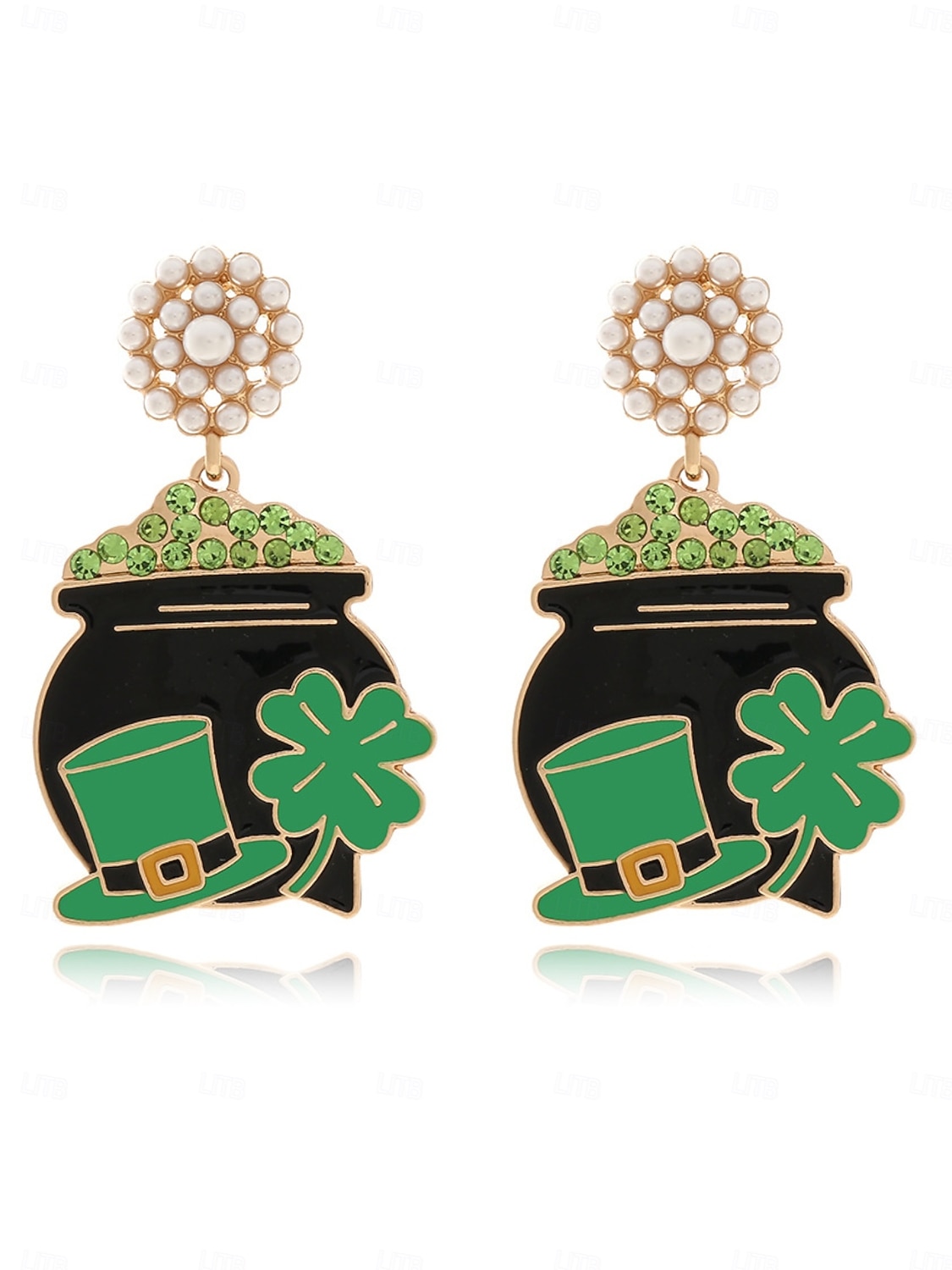 Γυναικεία σκουλαρίκια με πράσινο κρύσταλλο για την ημέρα του Αγίου Πατρικίου – τριφύλλι &Σχέδιο καπέλου ξωτικά, ιδανικό για το ιρλανδικό φεστιβάλ &εορτασμοί για την ημέρα του Αγίου Πατρικίου 2026 - $11.99 –P4