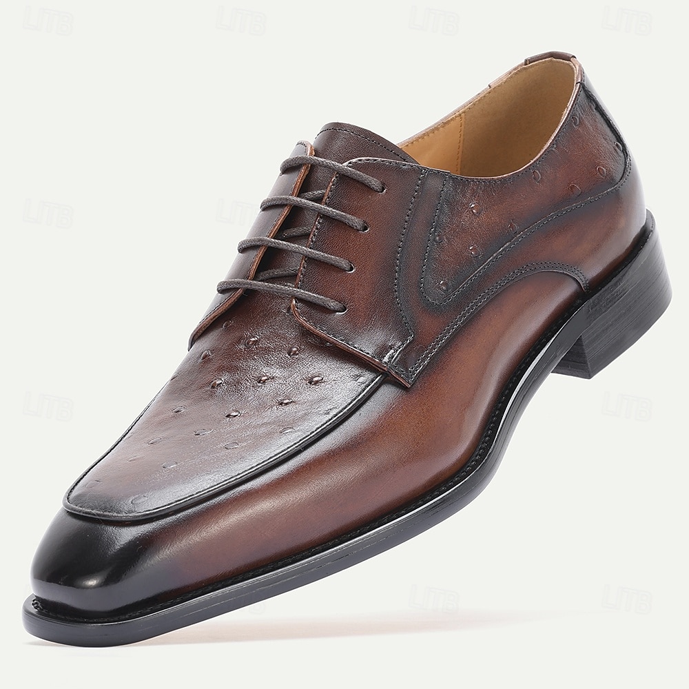 Men's Tan Leather Brogue Lace-Up Shoes, Classic Wedding Shoes for Groom and Groomsmen, Ideal for Formal Weddings and Semi-Formal Wedding Occasions 2026 - $84.99 –P4