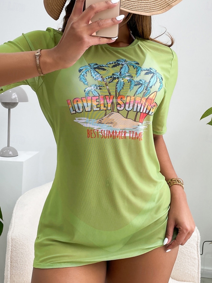 Женский купальник бикини из 3-х предметов пальмовые трусы облегающий без спинки для отпуска пляжная одежда графический халтер без рукавов 2026 - $21.99 –P5