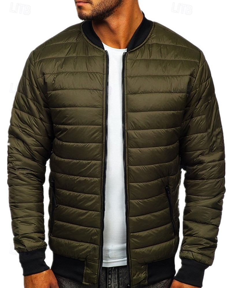 Per uomo Cappotto Invernale Giacca imbottita Tasca Poliestere Vacanza Abbigliamento quotidiano Data Regolare Moda Casual Confortevole Calore Termico Autunno & Inverno Colore Solido / Tinta Unita Nero del 2026 a $30.99 –P6