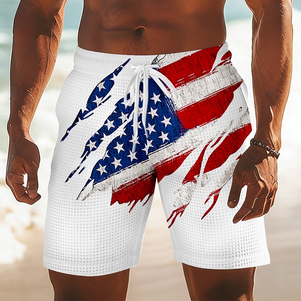 Homens Bandeira dos EUA Patriótico 250º aniversário dos Estados Unidos Calções Waffle Shorts de moletom Shorts casuais Cintura Média Moda Casual Férias Corrida Dar certo Cintura elástica com cordão de 2026 por $22.99 –P1