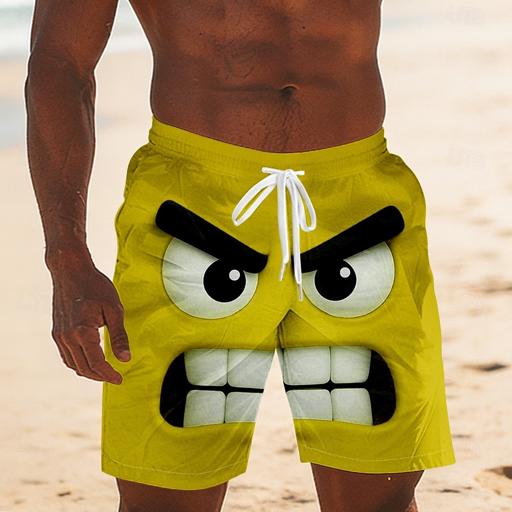Per uomo Illusione ottica Fantasia "Cartone 3D" Faccia Sorridente Costumi da bagno Pantaloncini da mare Pantaloncini da Surf Misura del girovita medio Divertente Camicia hawaiana Vacanza al Mare del 2026 a $20.99 –P3