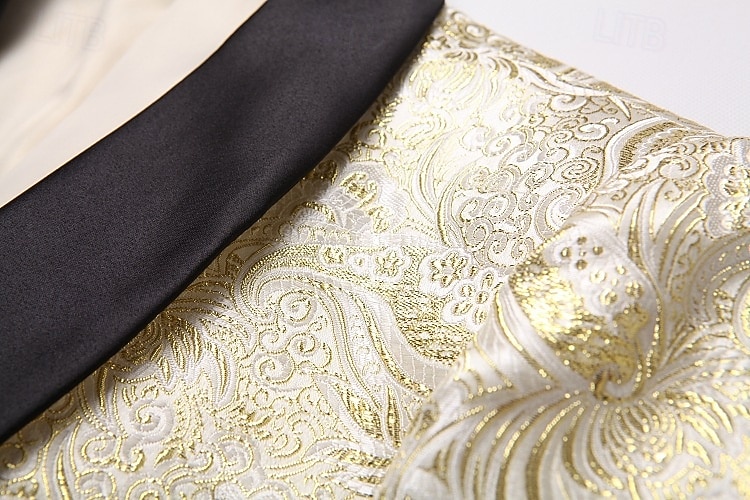 Men's Blazer Jacket Shawl Collar Fashion Party Luxury Paisley Jacquard Blazer Red Beige Tailored Fit Single Breasted One-button 2026 - $117.99 –P10