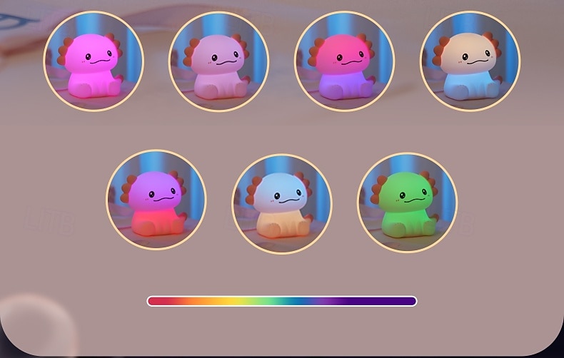 Salamander pehmeä silikoninen Pat-valo lastenhuoneen yövalo 7 väriä himmennys USB ladattava yöpöytälamppu tunnelmavalo joulu uusivuosi lahja 2026 - $22.99 –P1