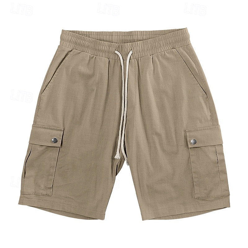 Herren Shorts Leinenshorts Sommershorts Strandshorts Kordelzug Elastischer Bund Einfach Komfort Atmungsaktiv Knielang Täglich Outdoor Strand Urlaub Mode Blau Schwarz Unelastisch 2026 - $25.99 –P6