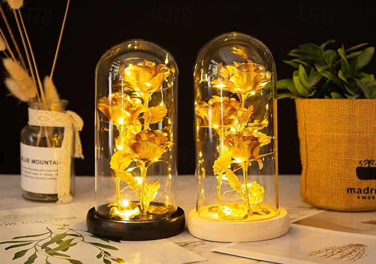 Ночник с розой на День матери LED 21,5 * 11,5 см подарок для девушки жены и матери атмосферный светильник для спальни работающий от AAA батареи с прозрачной крышкой 2026 - $14.99 –P2