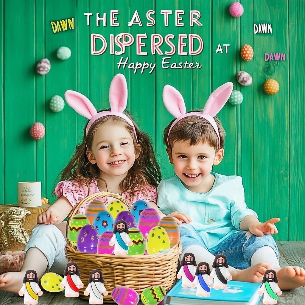 24 set förfyllda påskägg med mini-Jesusfigurer, hartsleksaker, perfekta för barn, flickor, pojkar, småbarn, påskäggjakt, fyllnadsmedel, påskkorg, festgåvor 2026 - $21.99 –P6