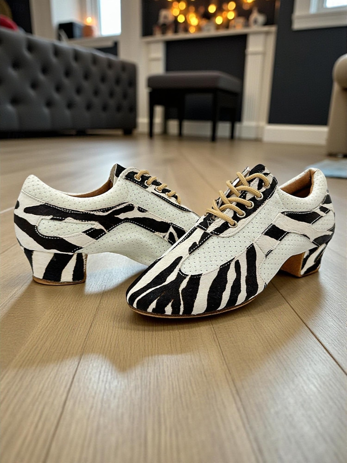 Women's Zebra Print Lace-Up Professional Dance Shoes - Suede Sole Latin & Ballroom Practice Heels, Breathable Design, Comfortable Training & Performance Footwear for Women 2026 - $64.99 –P4