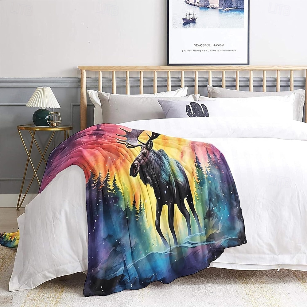 tapet Teppe Fleece-tepper Reinsdyr 3D Fantasi Soverom Sofa Seng Dekorativt teppe Varmt teppe Hjemmedekor 2026 - $24.99 –P5