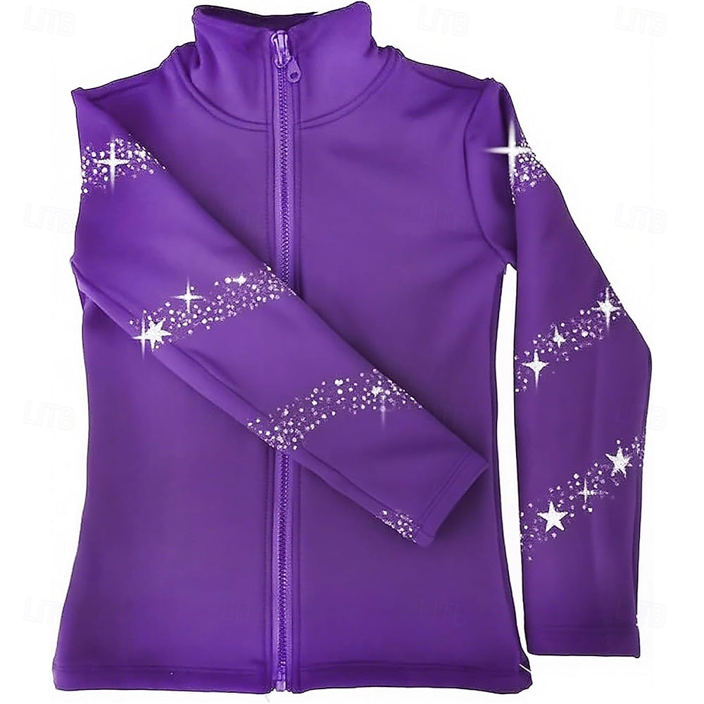 جاكيت تزلج على الجليد من الصوف للنساء والفتيات، أسود اللون، مطاطي، مناسب للتدريب والمنافسات، دافئ، مزين بالكريستال/أحجار الراين، بأكمام طويلة، مناسب للتزلج الفني على الجليد 2026 - $89.99 –P5