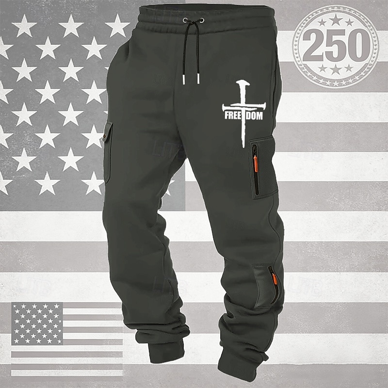 Per uomo Pantaloni da Tuta Cargo Pantaloni da tuta Joggers Pantaloni Coulisse Tasca Elastico in vita Croce Comodità Traspirante Quotidiano All'aperto 250° anniversario dell'America Vacanza Moda Nero del 2026 a $25.99 –P4
