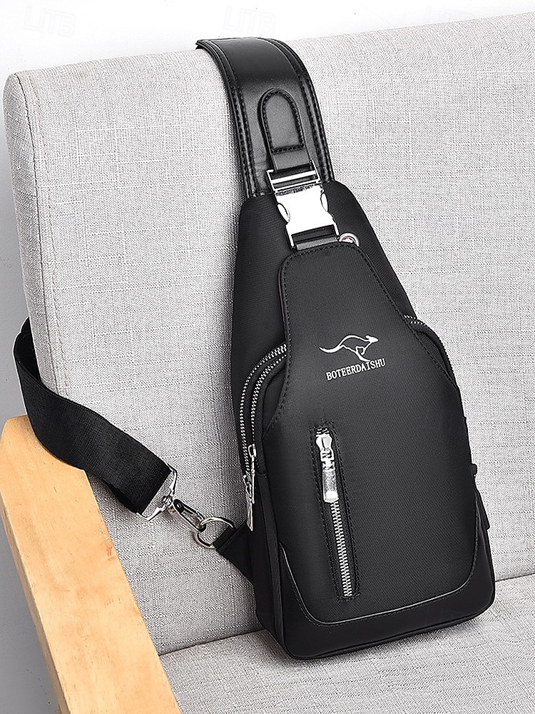 2026年 男性用防水オックスフォード布製スリングバッグ、USB充電ポート付き、多用途、複数の色展開、カジュアルやアウトドアでの使用に最適  コレクション – $24.99 –P16